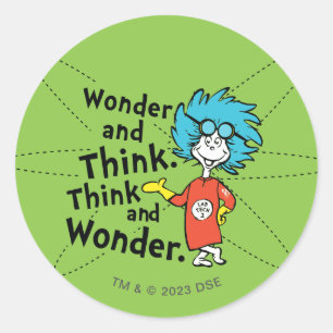 Dr. Seuss Wonder and Think. Denken Sie nach. Runder Aufkleber