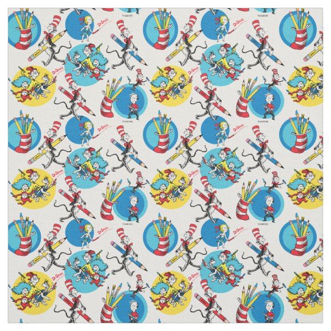 Dr. Seuss | Zeichen mit Stiften Muster Stoff (Muster)