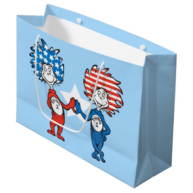 Dr. Seuss | Zwei Dinge: Patriotische Grafik Große Geschenktüte (Vorderseite Schrägansicht)