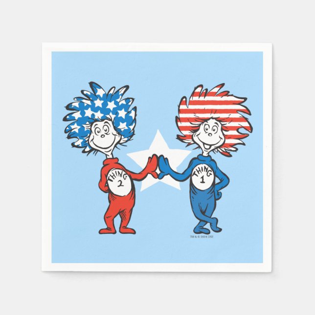 Dr. Seuss | Zwei Dinge: Patriotische Grafik Serviette (Vorderseite)