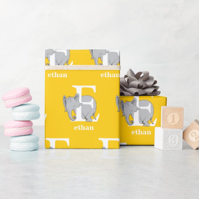 Dr. Seuss's ABC: Brief E - White | Name hinzufügen Geschenkpapier (Babyparty)