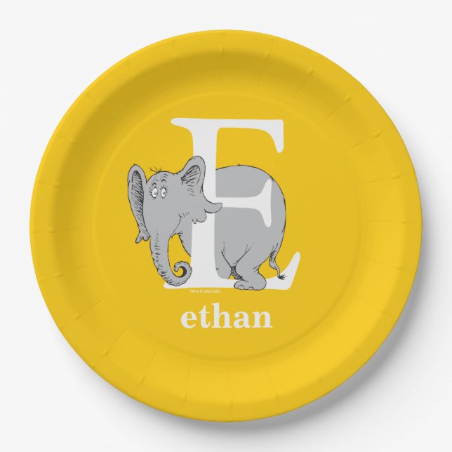 Dr. Seuss's ABC: Brief E - White | Name hinzufügen Pappteller (Vorderseite)