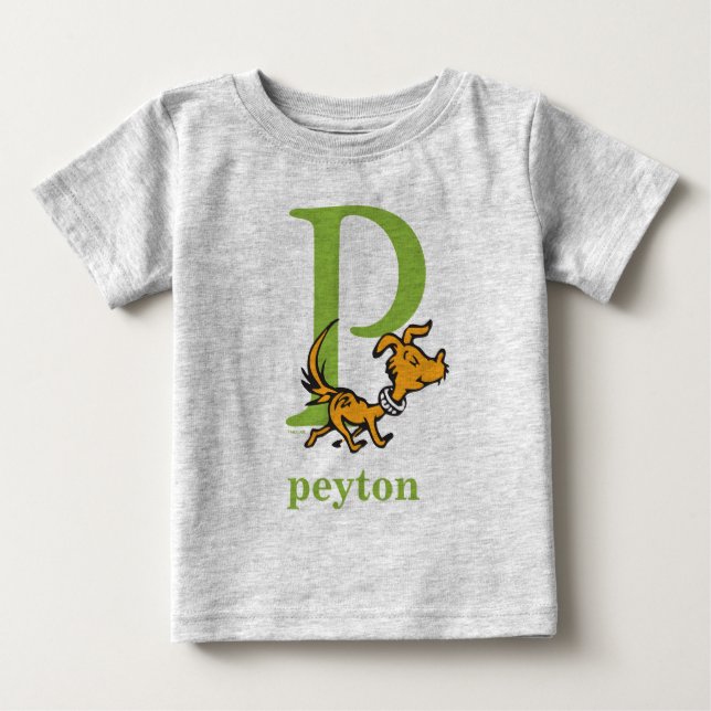 Dr. Seuss's ABC: Brief P - Grün | Name hinzufügen Baby T-shirt (Vorderseite)