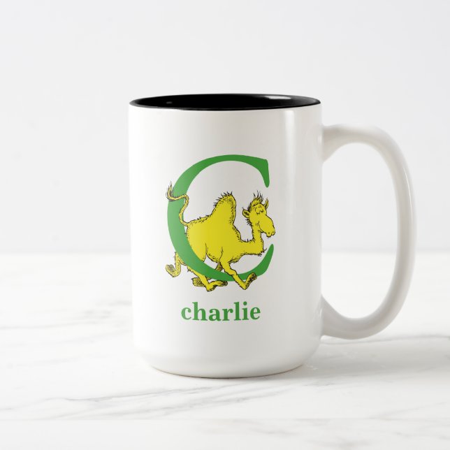 Dr. Seuss's ABC: Buchstabe C - Grün| Name hinzufüg Zweifarbige Tasse (Rechts)