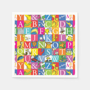 Dr. Seuss's ABC farbenfrohes Blockbuchstabenmuster Serviette
