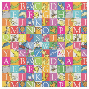 Dr. Seuss's ABC farbenfrohes Blockbuchstabenmuster Stoff