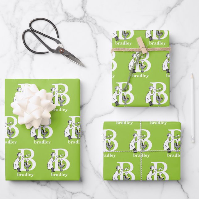 Dr. Seuss's ABC: Letter B - White | Name hinzufüge Geschenkpapier Set (Vorderseite)