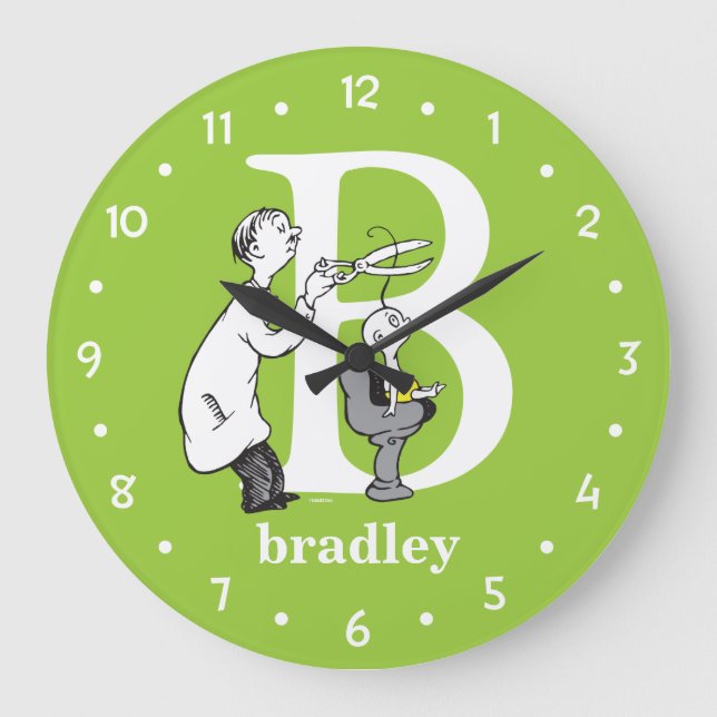 Dr. Seuss's ABC: Letter B - White | Name hinzufüge Große Wanduhr (Vorderseite)