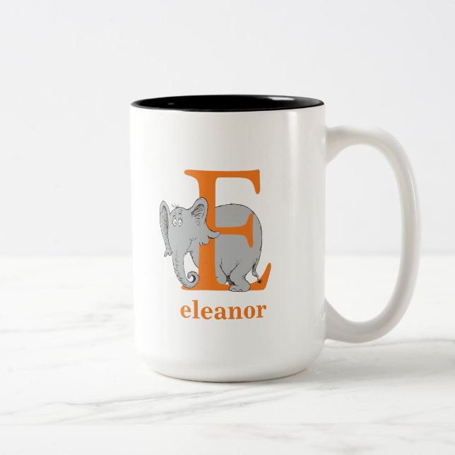 Dr. Seuss's ABC: Letter E - Orange | Name hinzufüg Zweifarbige Tasse (Rechts)