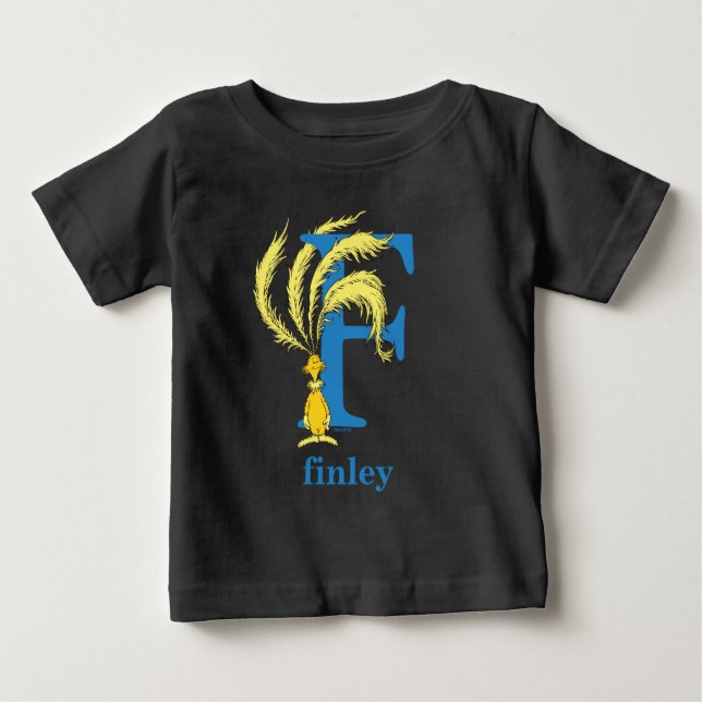 Dr. Seuss's ABC: Letter F - Blue | Name hinzufügen Baby T-shirt (Vorderseite)