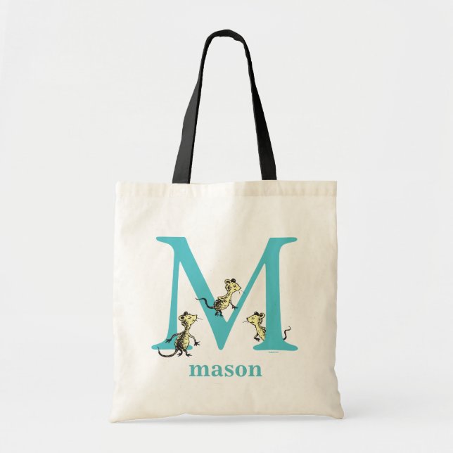 Dr. Seuss's ABC: Letter M - Aquamarin | Name hinzu Tragetasche (Vorne)