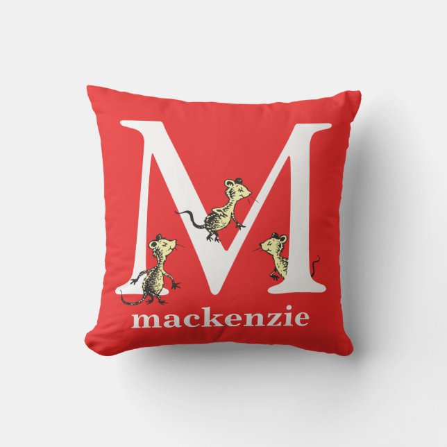 Dr. Seuss's ABC: Letter M - White | Name hinzufüge Kissen (Vorderseite)
