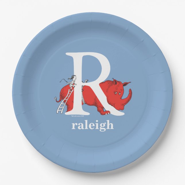 Dr. Seuss's ABC: Letter R - White Add Your Name Pappteller (Vorderseite)