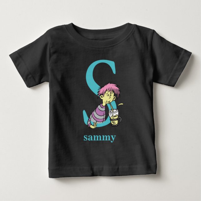 Dr. Seuss's ABC: Letter S - Blue | Name hinzufügen Baby T-shirt (Vorderseite)