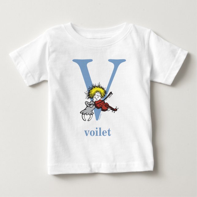 Dr. Seuss's ABC: Letter V - Blue | Name hinzufügen Baby T-shirt (Vorderseite)