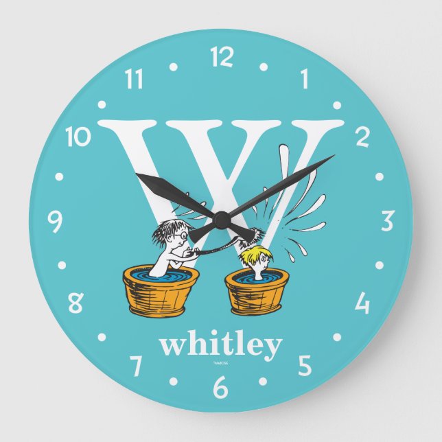 Dr. Seuss's ABC: Letter W - White | Name hinzufüge Große Wanduhr (Vorderseite)
