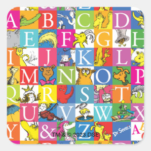 Dr. Seuss's ABC-Muster für farbenfrohe Blockbuchst Quadratischer Aufkleber