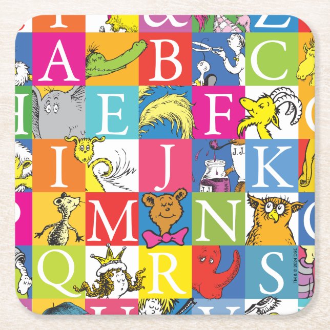 Dr. Seuss's ABC-Muster für farbenfrohe Blockbuchst Rechteckiger Pappuntersetzer (Vorderseite)
