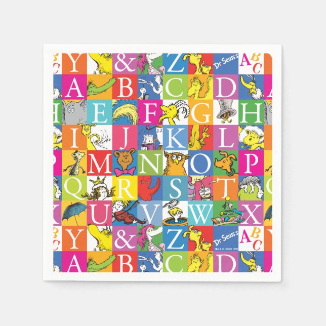 Dr. Seuss's ABC-Muster für farbenfrohe Blockbuchst Serviette (Vorderseite)
