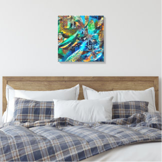 Dracaena Abstrakt Calm Blue, gedehnte Leinwand