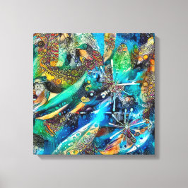 Dracaena Abstrakt Calm Blue, gedehnte Leinwand