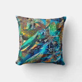 Dracaena Abstrakt Calm Blue Green Kissen
