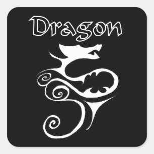 Drache 02 quadratischer aufkleber