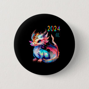 Drache 2024 Jahr des Drachen Frohes Lunar Neues Ja Button