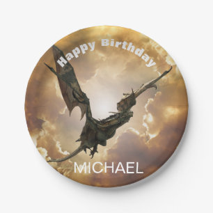 Drache Alles Gute zum Geburtstag Name Monogramm Fa Pappteller