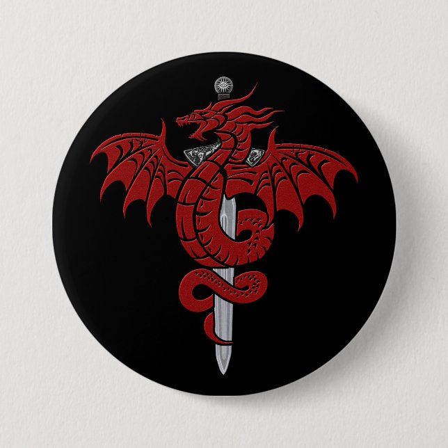 Drache-Alter - Drache-Klinge-Button Button (Vorderseite)