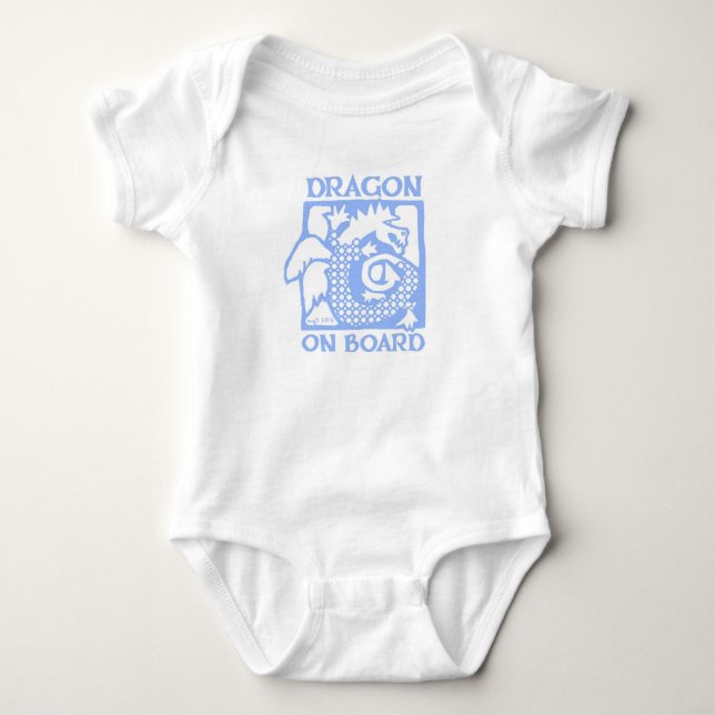 DRACHE AN BORD! Baby-Stramplerblau Baby Strampler (Vorderseite)