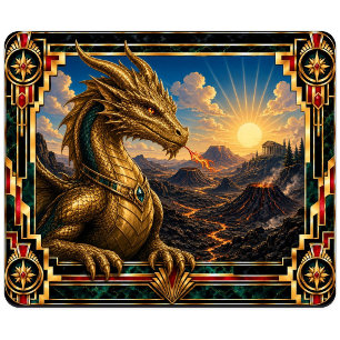 Drache, Art Deco Mythisch Mousepad
