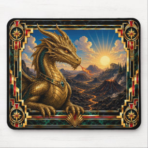 Drache, Art Deco Mythisch Mousepad
