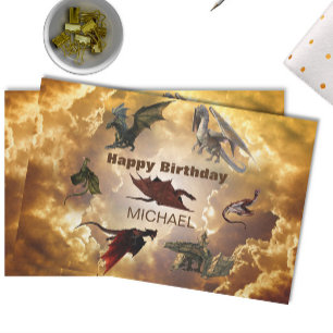 Drache Arten Spaß Fantasy Personalisierter Geburts Seidenpapier