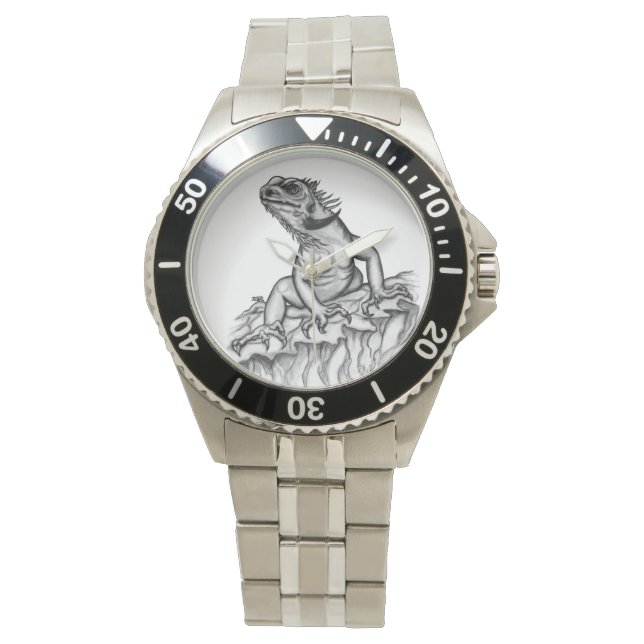 Drache auf dem Felsen Armbanduhr (Vorderseite)