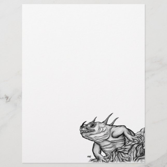 Drache auf dem Felsen Briefbogen (Vorderseite)