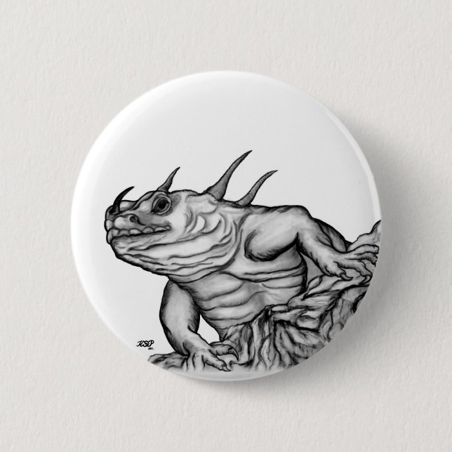 Drache auf dem Felsen Button (Vorderseite)