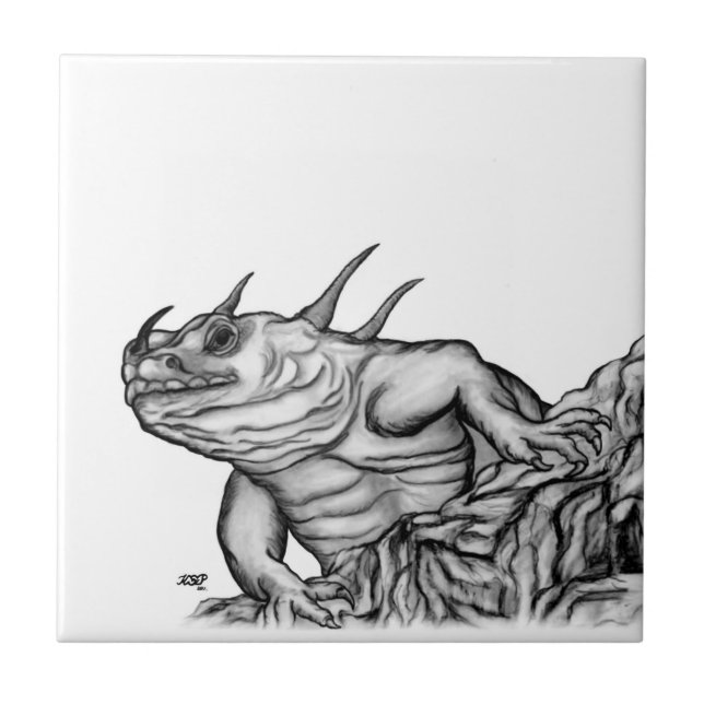 Drache auf dem Felsen Fliese (Vorderseite)
