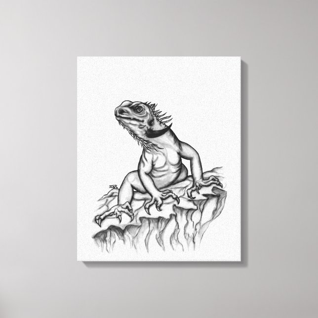 Drache auf dem Felsen Leinwanddruck (Vorderseite)