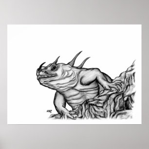 Drache auf dem Felsen Poster