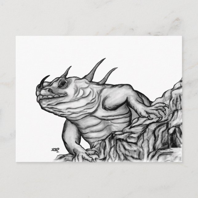 Drache auf dem Felsen Postkarte (Vorderseite)