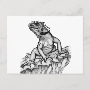 Drache auf dem Felsen Postkarte
