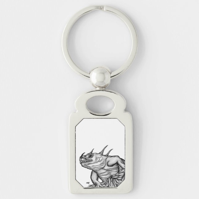 Drache auf dem Felsen Schlüsselanhänger (Vorderseite)