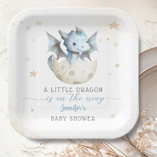 Drache Baby Shower Süßer Junge Blauer Drache Pappteller