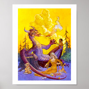 Drache beim Grillfest Poster
