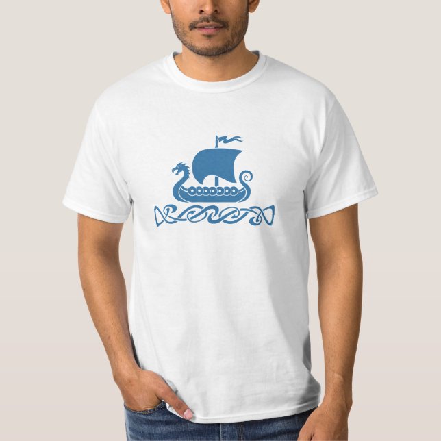Drache-Boot - Blau T-Shirt (Vorderseite)
