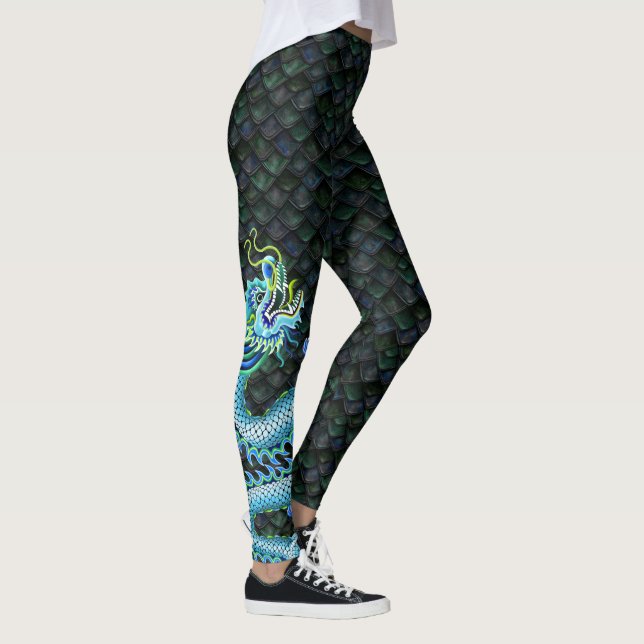Drache-Boot Legging großer blauer Drache Leggings (Rechts)