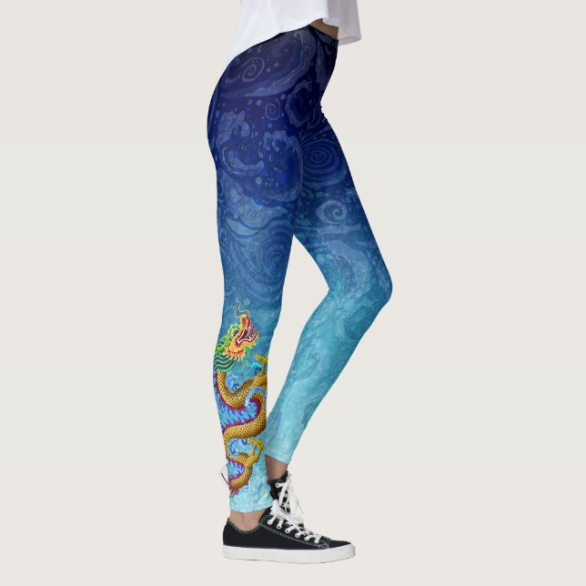 Drache-Boots-Leggings-kleiner Golddrache Leggings (Rechts)