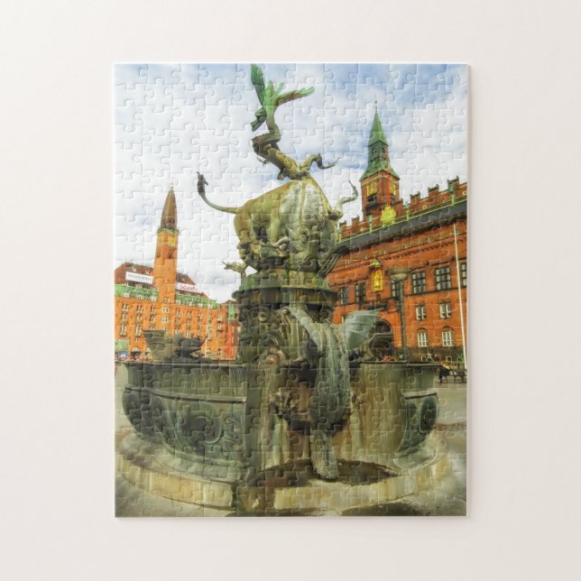 Drache-Brunnen in Kopenhagen (Vertikal)