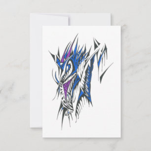 Drache Bunte Abstrakte Stammes-Tattoo-Kunst Dankeskarte